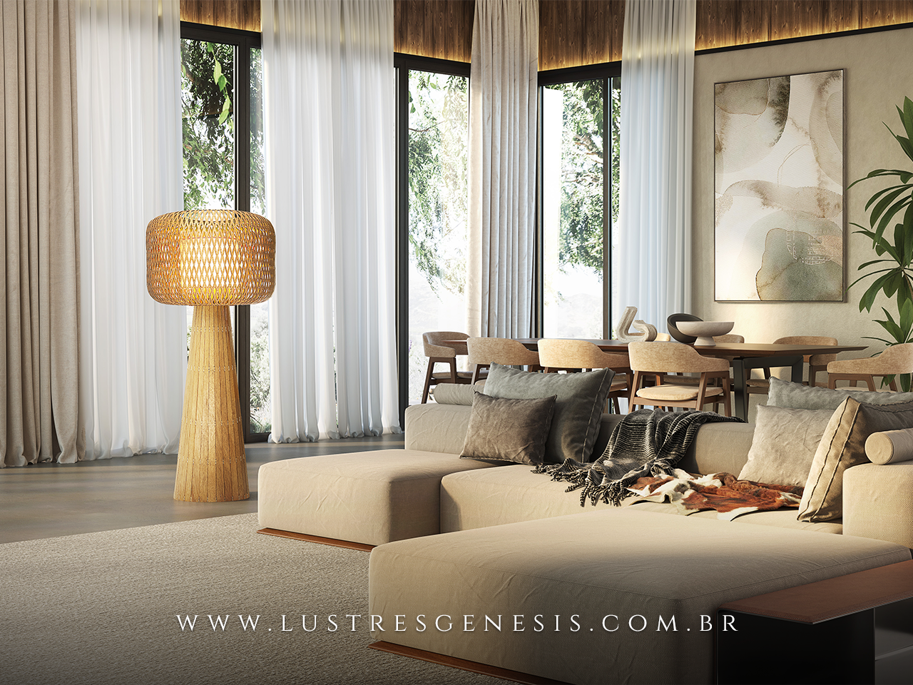 Luminária de Chão Coluna Lanterna Rustico de Madeira Redondo para Sala de Jantar, Cozinha, Quarto de Casal e Mesa Sala Jantar Lustres Genesis